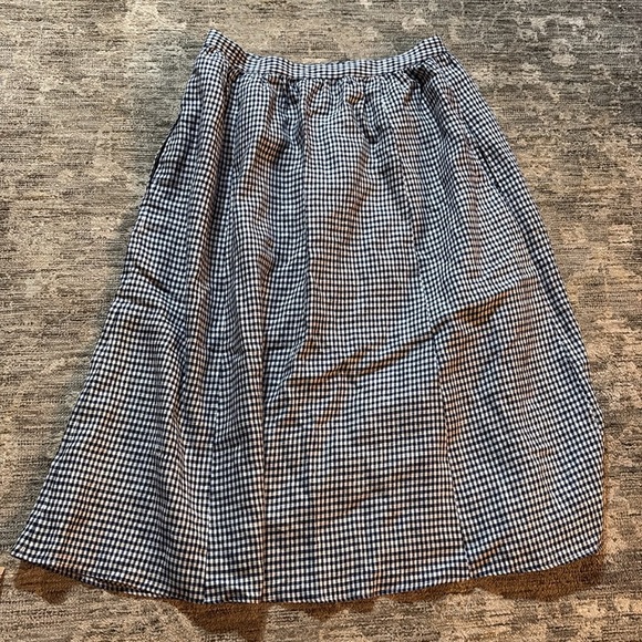 Reformation Blue and White Checkered A-Line Skirt - size 12 - 100% linen - Picture 6 of 7